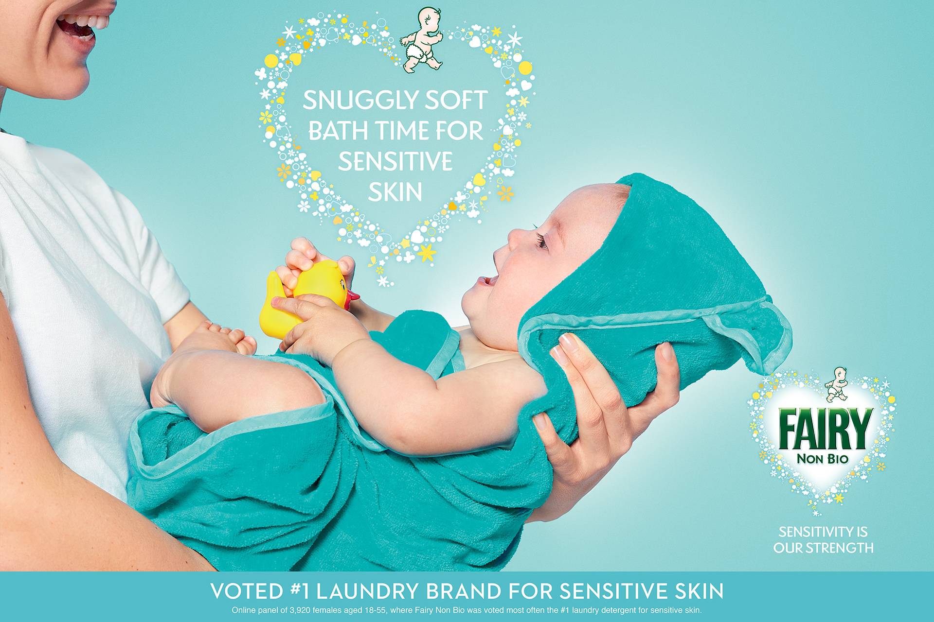 Fairy Non Bio Bathtime Sensitivity is our Strength Advertising Campaign